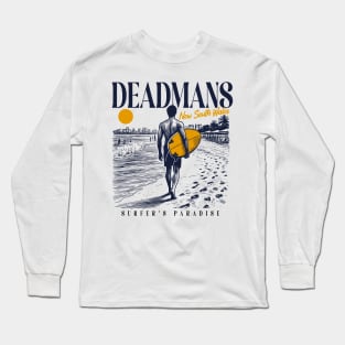 Vintage Surfing Deadman's Beach NSW Australia // Retro Surfer Sketch // Surfer's Paradise Long Sleeve T-Shirt